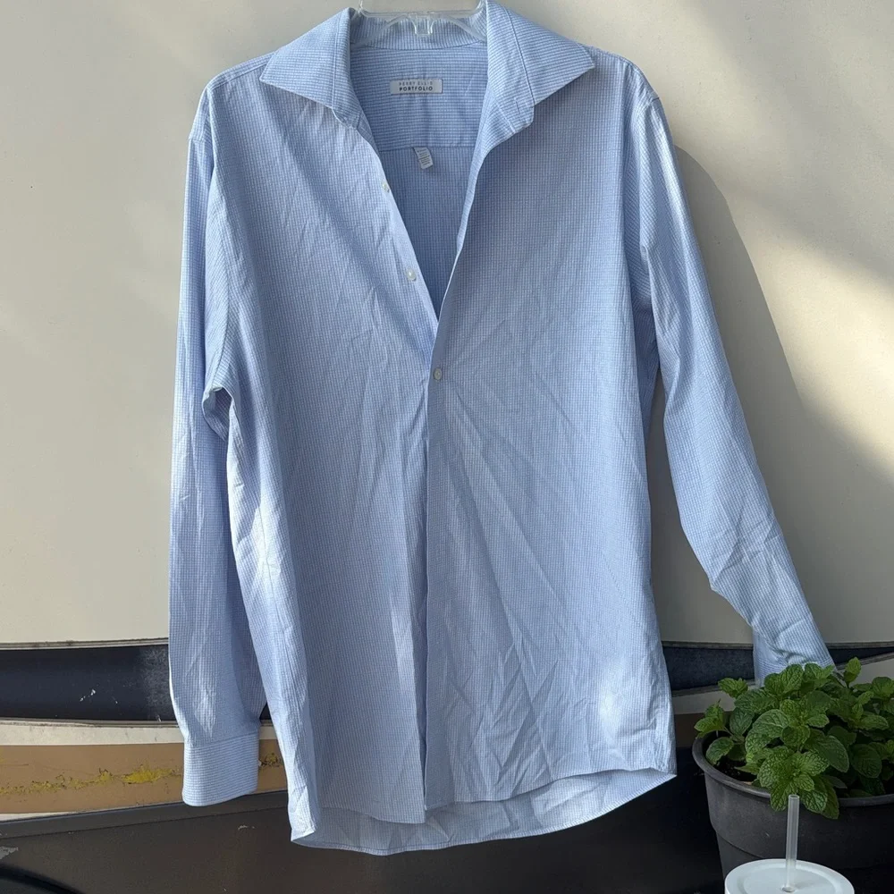 Perry Ellis Sky Blue Casual Button Down Shirt - Picture 2 of 5